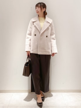 「アイテム（ピーコート、ベージュ系）」を使った、ゆりなさん（レディース・167cm）の秋コーディネート