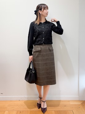 「index（インデックス）の【軽量／2WAY】キーモチーフミドルトート（Tote、ブラック系）」を使った、ゆりなさん（レディース）の秋コーディネート