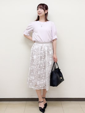 「index（インデックス）のチュールチューリップセパレートパンプス（パンプス、ブラック系）」を使った、ゆりなさん（レディース）の春コーディネート