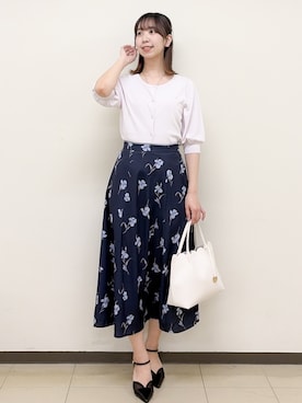 「index（インデックス）のチュールチューリップセパレートパンプス（パンプス、ブラック系）」を使った、ゆりなさん（レディース）の春コーディネート