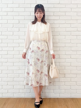 「柄スカート」｜ゆりなさん（レディース・167cm）の夏コーディネート
