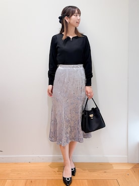 「index（インデックス）の【軽量／2WAY】キーモチーフミドルトート（Tote、ブラック系）」を使った、ゆりなさん（レディース）の秋コーディネート