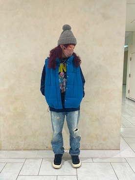 「アイテム（ニットキャップ/ビーニー）」を使った、ゆさん（レディース・163cm）の秋コーディネート