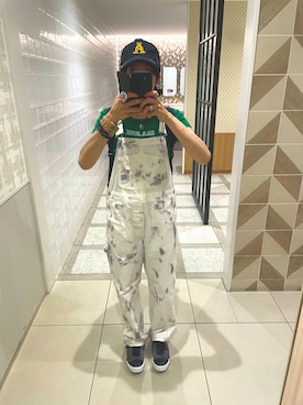「アイテム（サロペット/オーバーオール）」を使った、ゆさん（レディース・163cm）の夏コーディネート