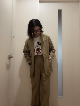 「ニコアンド」｜「アイテム（スウェット）」を使った、キョさん（レディース・157cm）の秋コーディネート