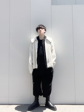 「アイテム（ライダースジャケット）」を使った、よしおさん（メンズ・175cm）の夏コーディネート