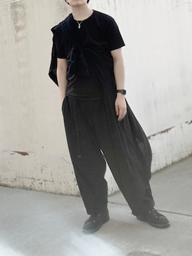 「Yohji Yamamoto（ヨウジヤマモト）のアイテム（アクセサリー）」を使った、よしおさん（メンズ・175cm）の夏コーディネート