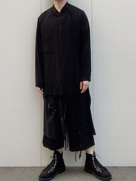 「BLACK Scandal Yohji Yamamoto（ブラックスキャンダルヨウジヤマモト）のアイテム」を使った、よしおさん（メンズ・175cm）の夏コーディネート