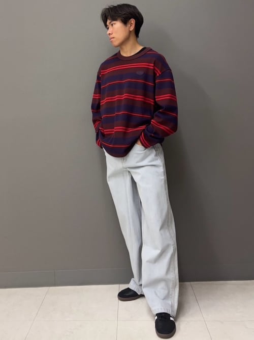 90sオルタナティブスポーツ長袖ストライプ ワッフル ティー / ロンT