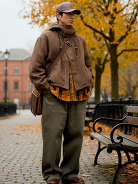 「アイテム（モカシン/デッキシューズ）」を使った、Lok1さん（メンズ・167cm）の秋コーディネート