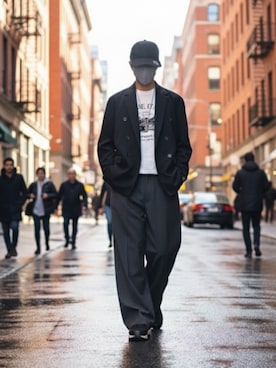 「LIDNM（リドム）のアイテム（パンツ）」を使った、Lok1さん（メンズ・167cm）の秋コーディネート