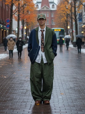 「アイテム（カーゴパンツ）」を使った、Lok1さん（メンズ・167cm）の秋コーディネート
