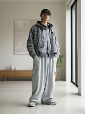 「アイテム（スウェットパンツ）」を使った、Lok1さん（メンズ・167cm）の秋コーディネート