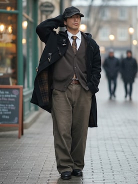 「GRANCY（グランシー）のアイテム（帽子）」を使った、Lok1さん（メンズ・167cm）の冬コーディネート