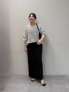 「GALLARDAGALANTE（ガリャルダガランテ）のチノストレッチスカート（スカート、ブラック系）」を使った、ranさん（レディース・160cm）の春コーディネート