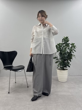 「GALLARDAGALANTE（ガリャルダガランテ）の2WAYハイウエストパンツ（その他パンツ、グレー系）」を使った、ranさん（レディース・160cm）の春コーディネート