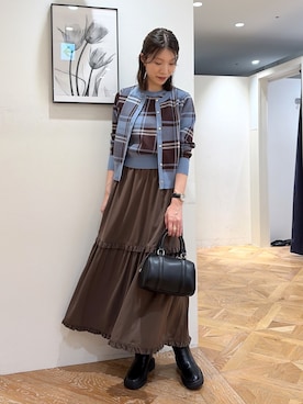 「N.（N. Natural Beauty Basic）（エヌエヌナチュラルビューティーベーシック）のチェックアンサンブル（アンサンブル、ブルー系）」を使った、mizukiさん（レディース・161cm）の秋コーディネート