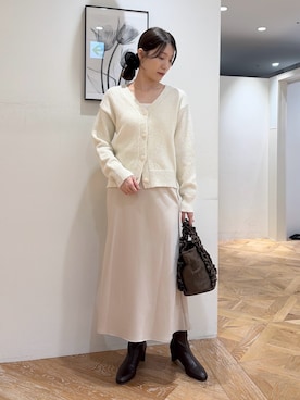 「NATURAL BEAUTY BASIC（ナチュラルビューティーベーシック）のバンブービーズショートネックレス（ネックレス、ゴールド系）」を使った、mizukiさん（レディース・161cm）の秋コーディネート