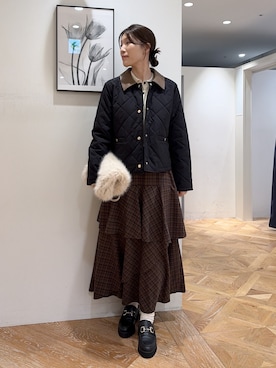「N.（N. Natural Beauty Basic）（エヌエヌナチュラルビューティーベーシック）のキルティングブルゾン（ブルゾン、ブラック系）」を使った、mizukiさん（レディース・161cm）の秋コーディネート