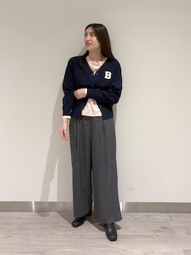 「NAVYNAVY（ネイビーネイビー）の引き算がつくるシンプルスクエアプリントロンT（Tシャツ/カットソー、ピンク系）」を使った、mmmk513さん（レディース・164cm）の秋コーディネート