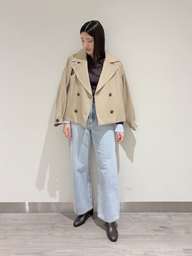 「NATURAL BEAUTY BASIC（ナチュラルビューティーベーシック）のダブルカラーリブニット（ニット/セーター、ブラウン系）」を使った、mmmk513さん（レディース・164cm）の秋コーディネート
