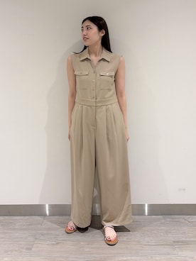 「N.（N. Natural Beauty Basic）（エヌエヌナチュラルビューティーベーシック）のダブルポケットジャンプスーツ（つなぎ/オールインワン、ベージュ系）」を使った、mmmk513さん（レディース・164cm）の夏コーディネート