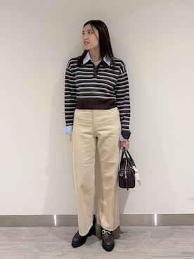 「N.（N. Natural Beauty Basic）（エヌエヌナチュラルビューティーベーシック）のシャツレイヤードニット（ニット/セーター、ブラウン系）」を使った、mmmk513さん（レディース・164cm）の夏コーディネート