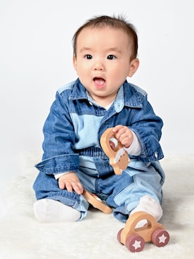 「アイテム（セットアップ）」を使った、renyonfashionさん（キッズ・70cm）の春コーディネート