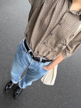 「Dr. Martens（ドクターマーチン）のアイテム（ローファー、ブラック系）」を使った、花沢アリスさん（レディース・164cm）の秋コーディネート