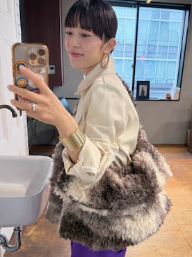 「room153（ルームイチゴサン）のオールドシュナ2wayファーバッグ（ハンドバッグ、その他）」を使った、room153  snap さん（レディース・153cm）の秋コーディネート