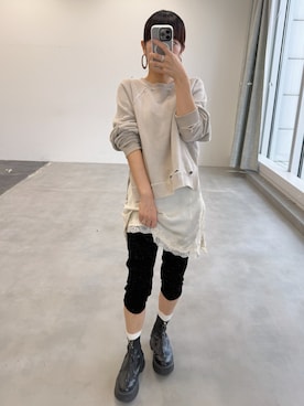 「room153（ルームイチゴサン）のベロアレギンス（その他パンツ、ブラック系）」を使った、room153  snap さん（レディース・153cm）の秋コーディネート