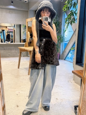 「room153（ルームイチゴサン）の2wayフェイクファースカート（スカート、その他）」を使った、room153  snap さん（レディース・153cm）の秋コーディネート