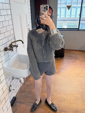 「アイテム（バンダナ/スカーフ）」を使った、room153さん（レディース・153cm）の冬コーディネート