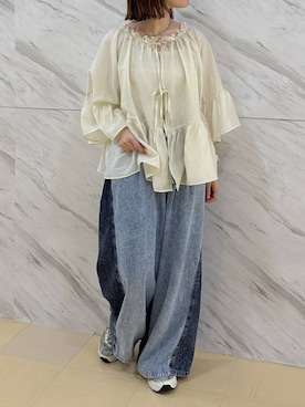 「LEPSIM（レプシィム）のイージーデニムパンツ　630150【KKfashion紹介アイテム】（デニムパンツ、ブルー系）」を使った、ﾖｺさん（レディース・158cm）の夏コーディネート