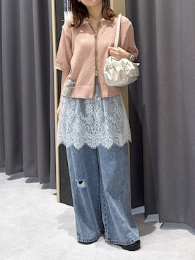「LEPSIM（レプシィム）のイージーデニムパンツ　630150（デニムパンツ、ブルー系）」を使った、ﾖｺさん（レディース・158cm）の春コーディネート