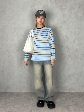 「BARELY BLUE（ベアリーブルー）のアイテム」を使った、BARELY BLUE Officialさん（レディース・163cm）の春コーディネート