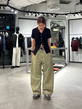 「Lui's（ルイス）のカーブデニム（デニムパンツ、グリーン系）」を使った、chisaki0402さん（レディース・159cm）の夏コーディネート
