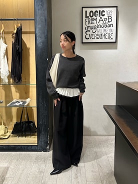 「CAPRICIEUX LE'MAGE（カプリシューレマージュ）の1ポイントスウェットライクニット（ニット/セーター、グレー系）」を使った、mai24lemさん（レディース・153cm）の秋コーディネート