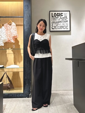 「CAPRICIEUX LE'MAGE（カプリシューレマージュ）の【累計2万本！】【LE'MAGE×gemeilコラボ】2タックワイドパンツ（その他パンツ、ブラック系）」を使った、mai24lemさん（レディース・153cm）の夏コーディネート