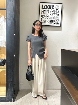 「CAPRICIEUX LE'MAGE（カプリシューレマージュ）のミニバルーンラップT（Tシャツ/カットソー、グレー系）」を使った、mai24lemさん（レディース・153cm）の夏コーディネート