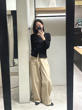 「CAPRICIEUX LE'MAGE（カプリシューレマージュ）のツイストネックT（Tシャツ/カットソー、ブラック系）」を使った、mai24lemさん（レディース・153cm）の春コーディネート