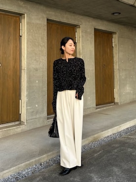 「CAPRICIEUX LE'MAGE（カプリシューレマージュ）の【即完アイテム再入荷！】ドットシャーリングブラウス（シャツ/ブラウス、ブラック系）」を使った、mai24lemさん（レディース・153cm）の春コーディネート