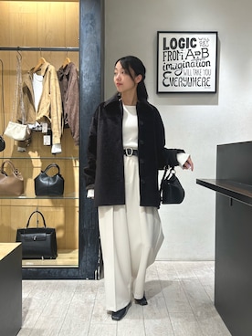 「CAPRICIEUX LE'MAGE（カプリシューレマージュ）の【累計3万本！新色イエロー・チャコールグレー】2タックワイドパンツ（その他パンツ、ホワイト系）」を使った、mai24lemさん（レディース・153cm）の秋コーディネート