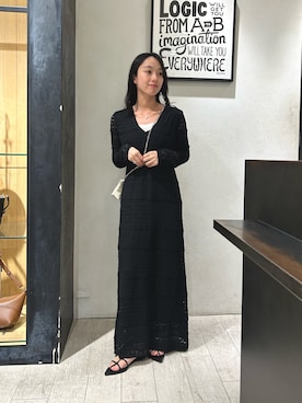 「CAPRICIEUX LE'MAGE（カプリシューレマージュ）の深Vレースワンピース（ワンピース、ブラック系）」を使った、mai24lemさん（レディース・153cm）の春コーディネート
