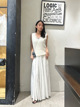 「CAPRICIEUX LE'MAGE（カプリシューレマージュ）の【低身長サイズあり】ランダム切替フレアスカート（スカート、ホワイト系）」を使った、mai24lemさん（レディース・153cm）の夏コーディネート