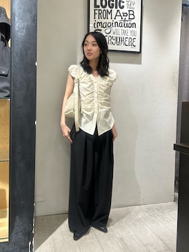 「CAPRICIEUX LE'MAGE（カプリシューレマージュ）の【累計2万本！】【LE'MAGE×gemeilコラボ】2タックワイドパンツ（その他パンツ、ブラック系）」を使った、mai24lemさん（レディース・153cm）の夏コーディネート