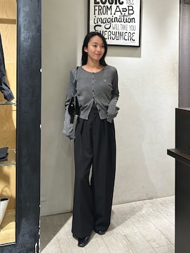 「CAPRICIEUX LE'MAGE（カプリシューレマージュ）の【累計2万本！】【LE'MAGE×gemeilコラボ】2タックワイドパンツ（その他パンツ、ブラック系）」を使った、mai24lemさん（レディース・153cm）の春コーディネート