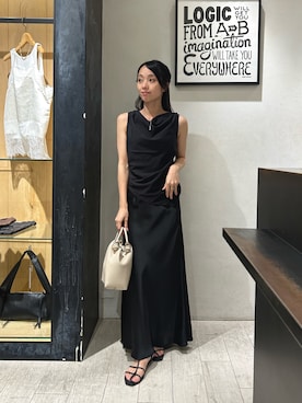 「CAPRICIEUX LE'MAGE（カプリシューレマージュ）の【新色イエロー/サイズ展開あり】バイアススカート（スカート、ブラック系）」を使った、mai24lemさん（レディース・153cm）の夏コーディネート