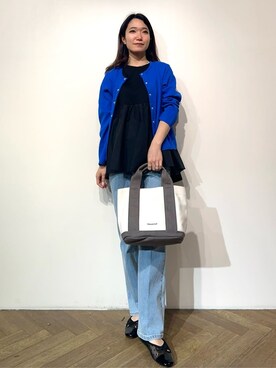 「OPAQUE.CLIP（オペークドットクリップ）の◆ペプラムドッキングカットソー【洗濯機洗い可】（Tシャツ/カットソー）」を使った、mikuさん（レディース・155cm）の春コーディネート