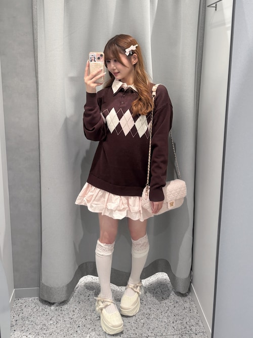 アーガイルニットワンピ